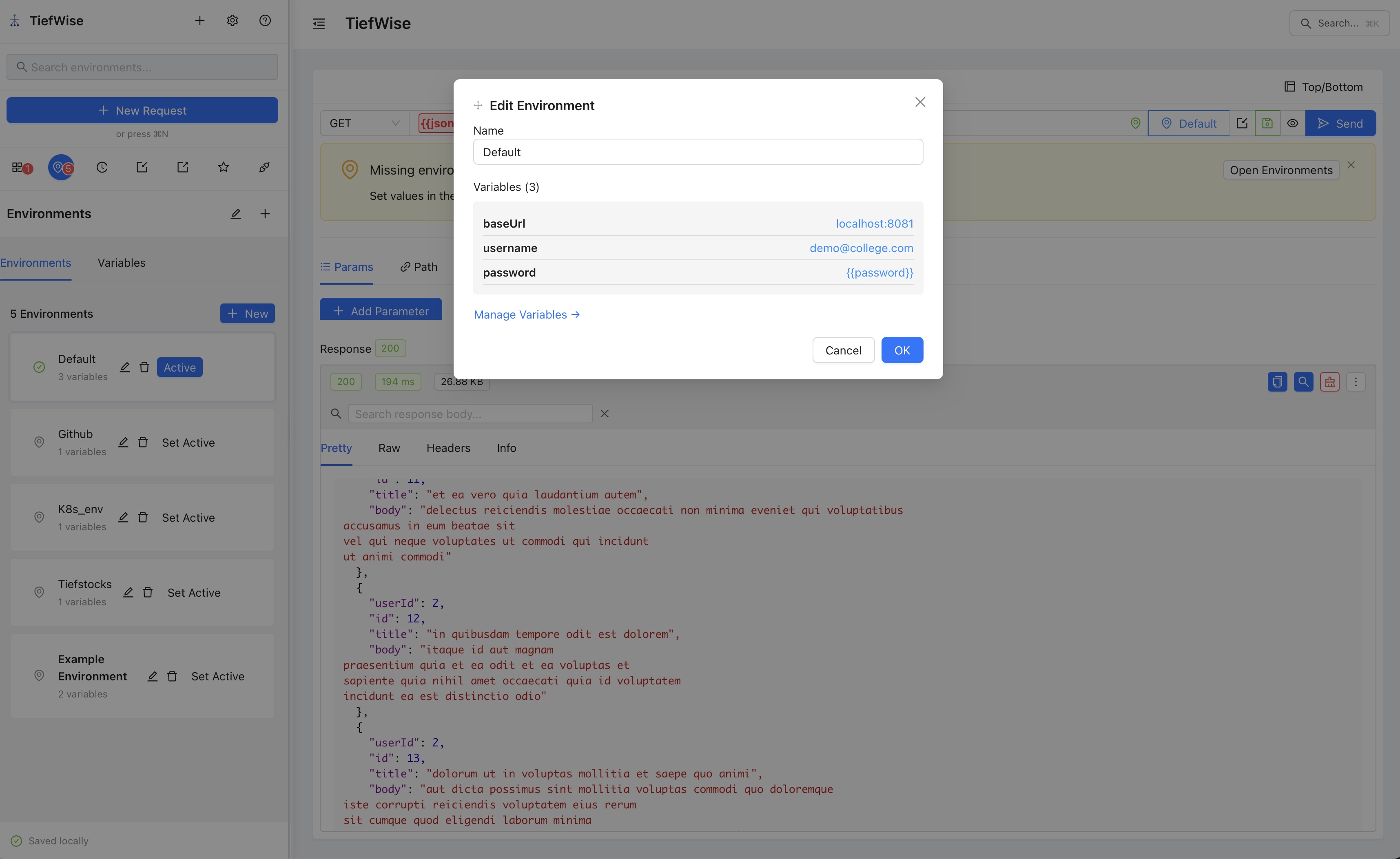 TiefWise Environment Variables